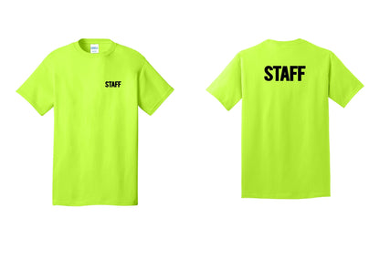 NYC Factory Staff T-Shirt, Bold Lettering - Chest + Back - Safety Green