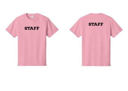 NYC Factory Staff T-Shirt, Rustic Lettering - Front + Back - Candy Pink