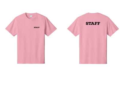 NYC Factory Staff T-Shirt, Rustic Lettering - Chest + Back - Candy Pink