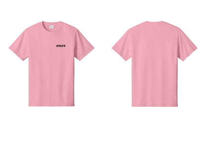 NYC Factory Staff T-Shirt, Rustic Lettering - Chest Only - Candy Pink