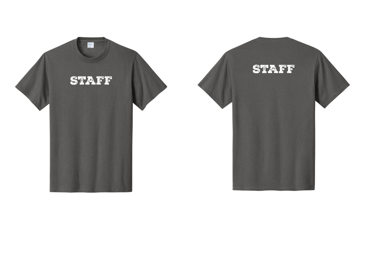 NYC Factory Staff T-Shirt, Rustic Lettering - Front + Back - Charcoal