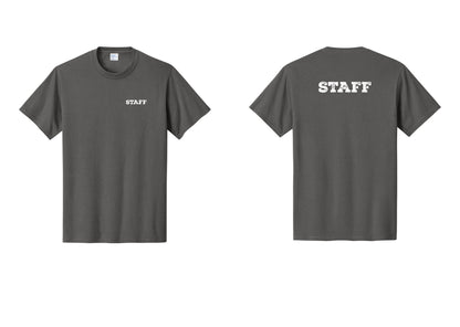 NYC Factory Staff T-Shirt, Rustic Lettering - Chest + Back - Charcoal