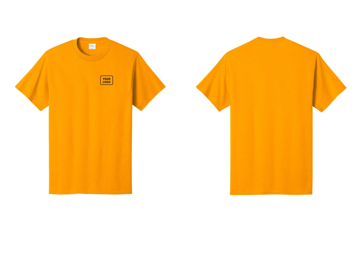 NYC Factory Custom Logo Staff T-Shirt, Rustic Lettering - Your Logo Only - Gold