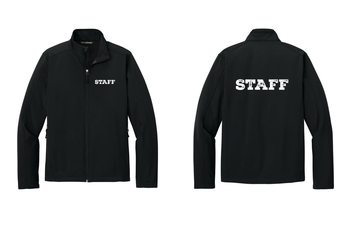 NYC Factory Staff Soft Shell Jacket (Rustic) - Chest + Back - Black