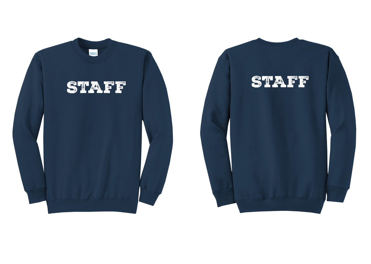 NYC Factory Staff Cotton Fleece Crewneck Sweatshirt (Rustic) - Front + Back - Navy