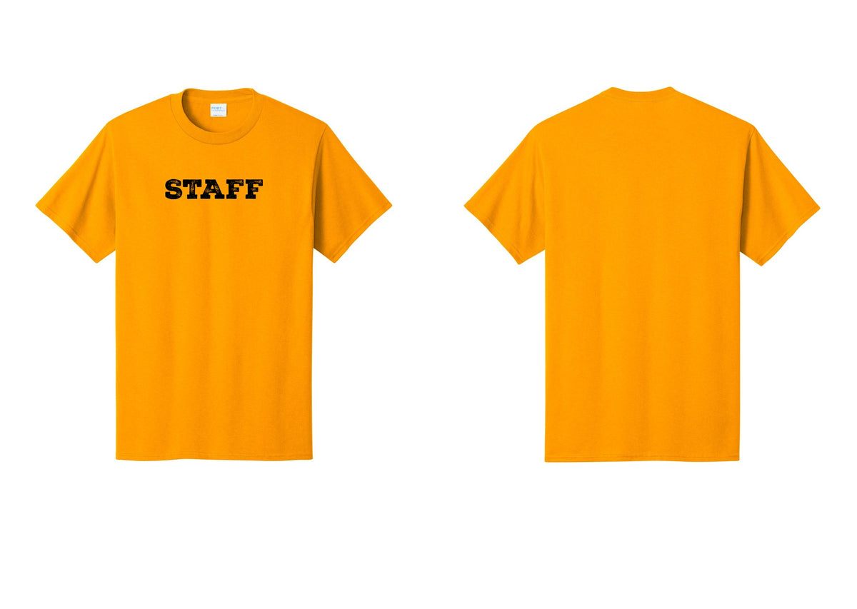 NYC Factory Staff T-Shirt, Rustic Lettering - Front Only - Gold