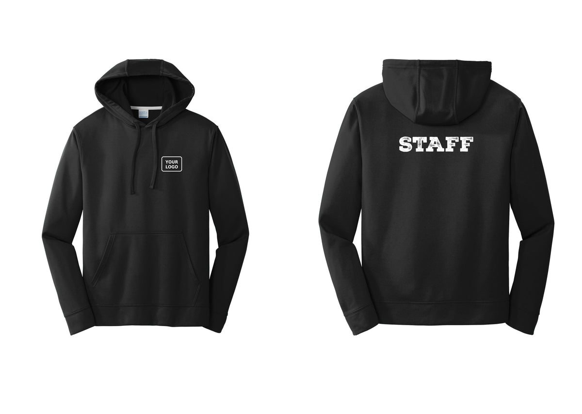 NYC Factory Custom Logo Staff Performance Hooded Fleece Pullover Sweatshirt (Rustic) - Your Logo + Back - Black