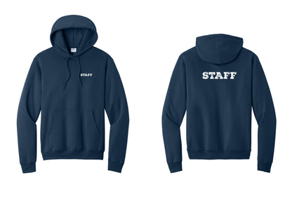 NYC Factory Staff Cotton Fleece Pullover Hoodie (Rustic) - Chest + Back - Navy