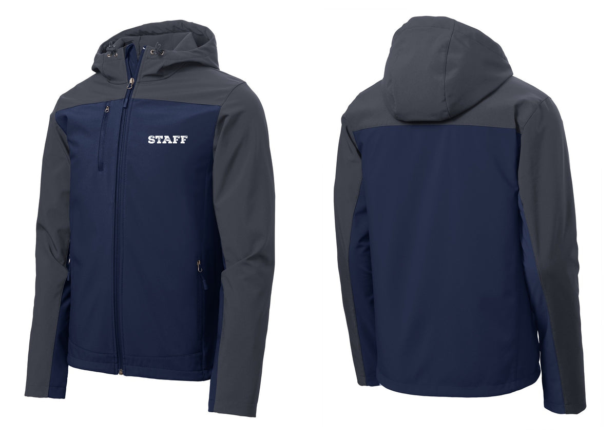 NYC Factory Staff Hooded Soft Shell Jacket (Rustic) - Chest Only - Dress Blue Navy / Battleship Grey