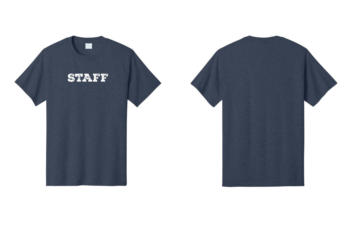 NYC Factory Staff T-Shirt, Rustic Lettering - Front Only - Heather Navy