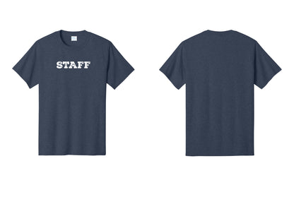 NYC Factory Staff T-Shirt, Rustic Lettering - Front Only - Heather Navy