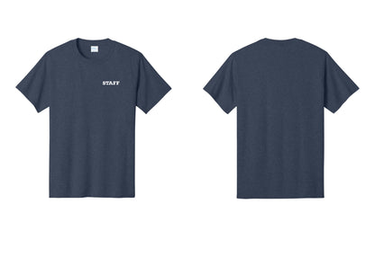 NYC Factory Staff T-Shirt, Rustic Lettering - Chest Only - Heather Navy