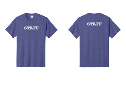NYC Factory Staff T-Shirt, Rustic Lettering - Front + Back - Heather Purple