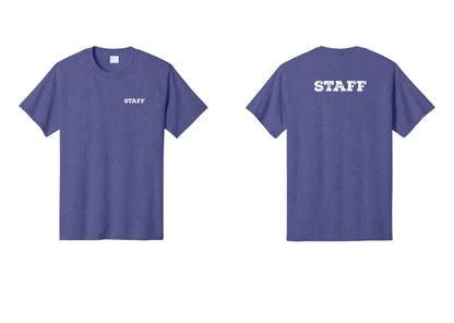 NYC Factory Staff T-Shirt, Rustic Lettering - Chest + Back - Heather Purple