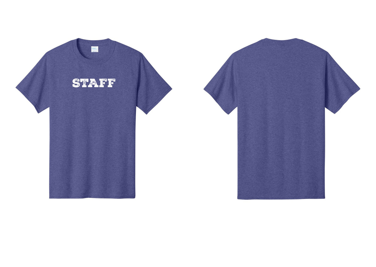 NYC Factory Staff T-Shirt, Rustic Lettering - Front Only - Heather Purple
