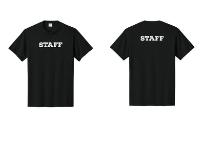 NYC Factory Staff T-Shirt, Rustic Lettering - Front + Back - Black