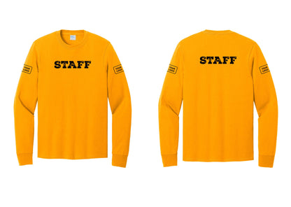 NYC Factory Custom Logo Staff Cotton Long Sleeve T-Shirt (Rustic) - Front + Back + Your Logo Sleeves - Gold