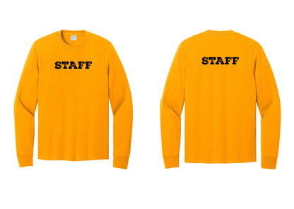 NYC Factory Staff Cotton Long Sleeve T-Shirt (Rustic) - Front + Back - Gold