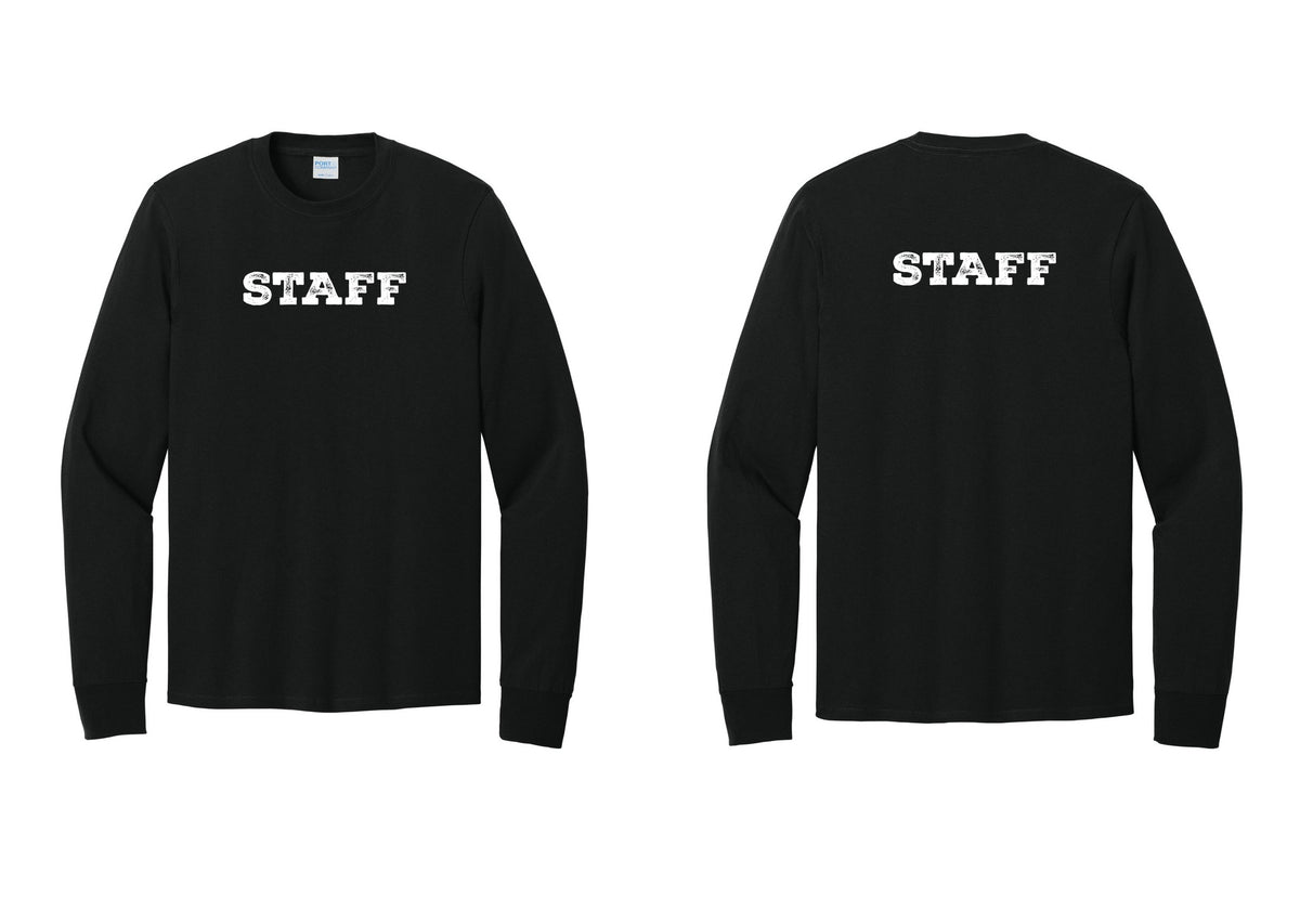 NYC Factory Staff Cotton Long Sleeve T-Shirt (Rustic) - Front + Back - Black
