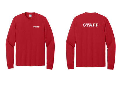 NYC Factory Staff Cotton Long Sleeve T-Shirt (Rustic) - Chest + Back - Red