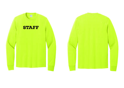 NYC Factory Staff Cotton Long Sleeve T-Shirt (Rustic) - Front Only - Safety Green