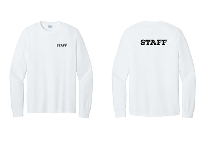 NYC Factory Staff Cotton Long Sleeve T-Shirt (Rustic) - Chest + Back - White