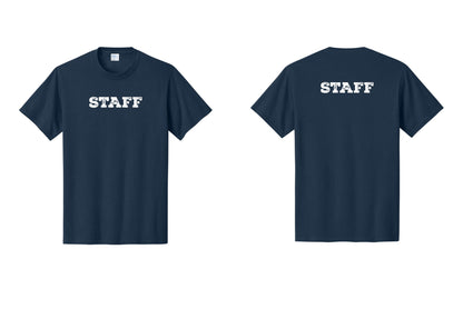 NYC Factory Staff T-Shirt, Rustic Lettering - Front + Back - Navy