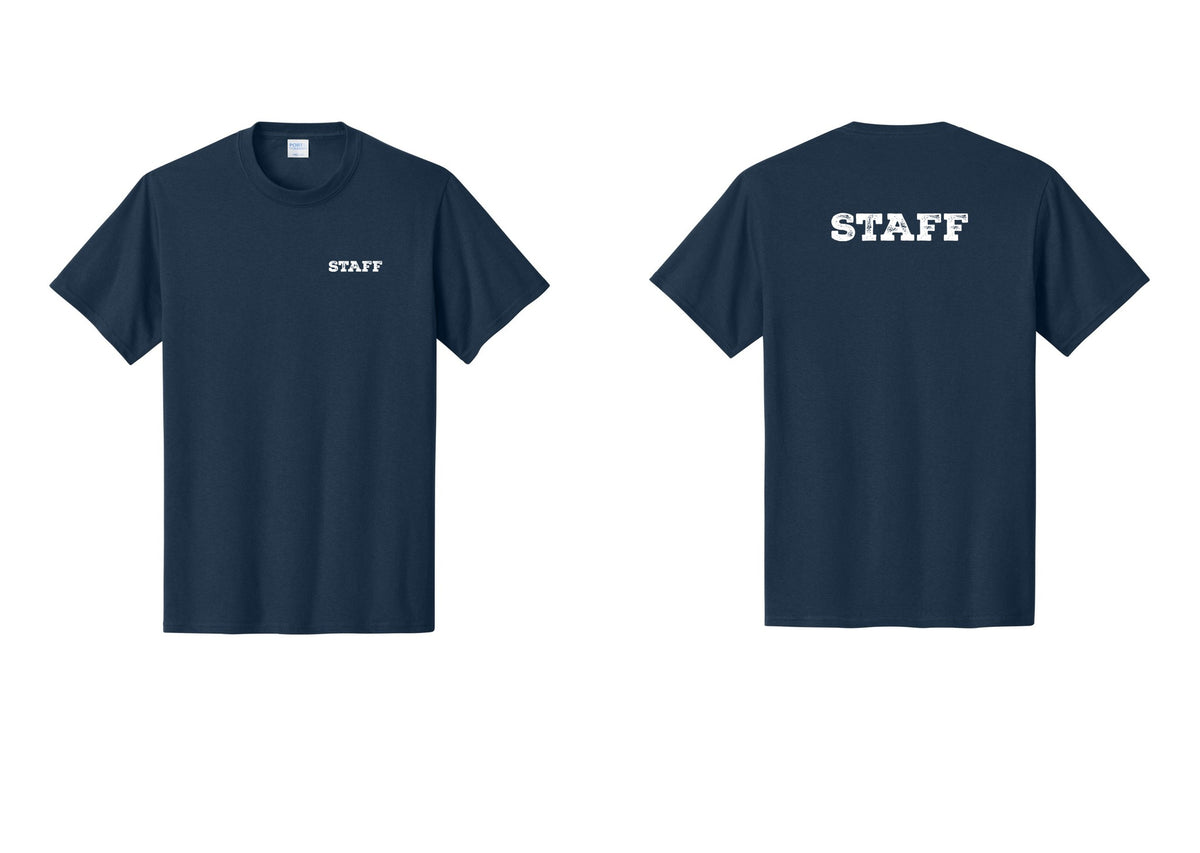 NYC Factory Staff T-Shirt, Rustic Lettering - Chest + Back - Navy