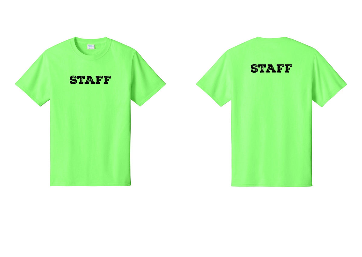NYC Factory Staff T-Shirt, Rustic Lettering - Front + Back - Neon Green