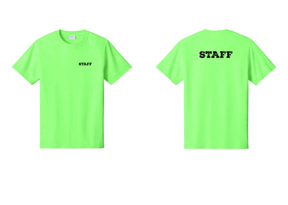 NYC Factory Staff T-Shirt, Rustic Lettering - Chest + Back - Neon Green