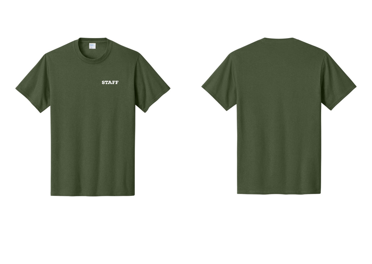 NYC Factory Staff T-Shirt, Rustic Lettering - Chest Only - Olive