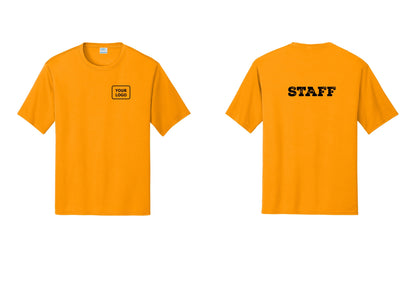 NYC Factory Custom Logo Staff Performance T-Shirt (Rustic) - Your Logo + Back - Gold