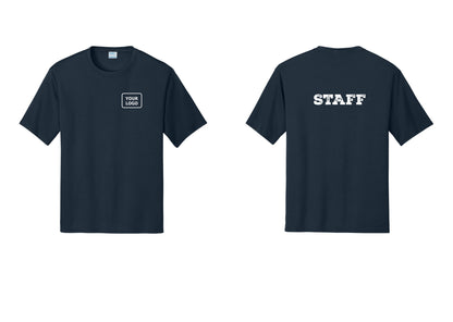 NYC Factory Custom Logo Staff Performance T-Shirt (Rustic) - Your Logo + Back - Navy