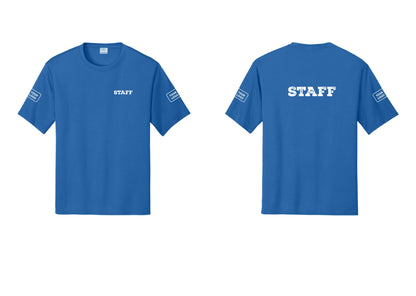 NYC Factory Custom Logo Staff Performance T-Shirt (Rustic) - Chest + Back + Your Logo Sleeves - Royal