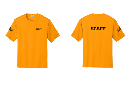 NYC Factory Staff Performance T-Shirt (Rustic) - Chest + Back + US Flag Sleeve - Gold