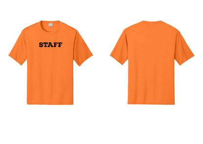 NYC Factory Staff Performance T-Shirt (Rustic) - Front Only - Neon Orange