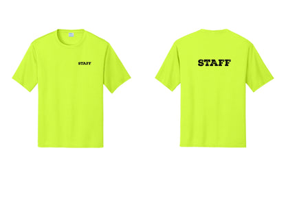 NYC Factory Staff Performance T-Shirt (Rustic) - Chest + Back - Neon Yellow