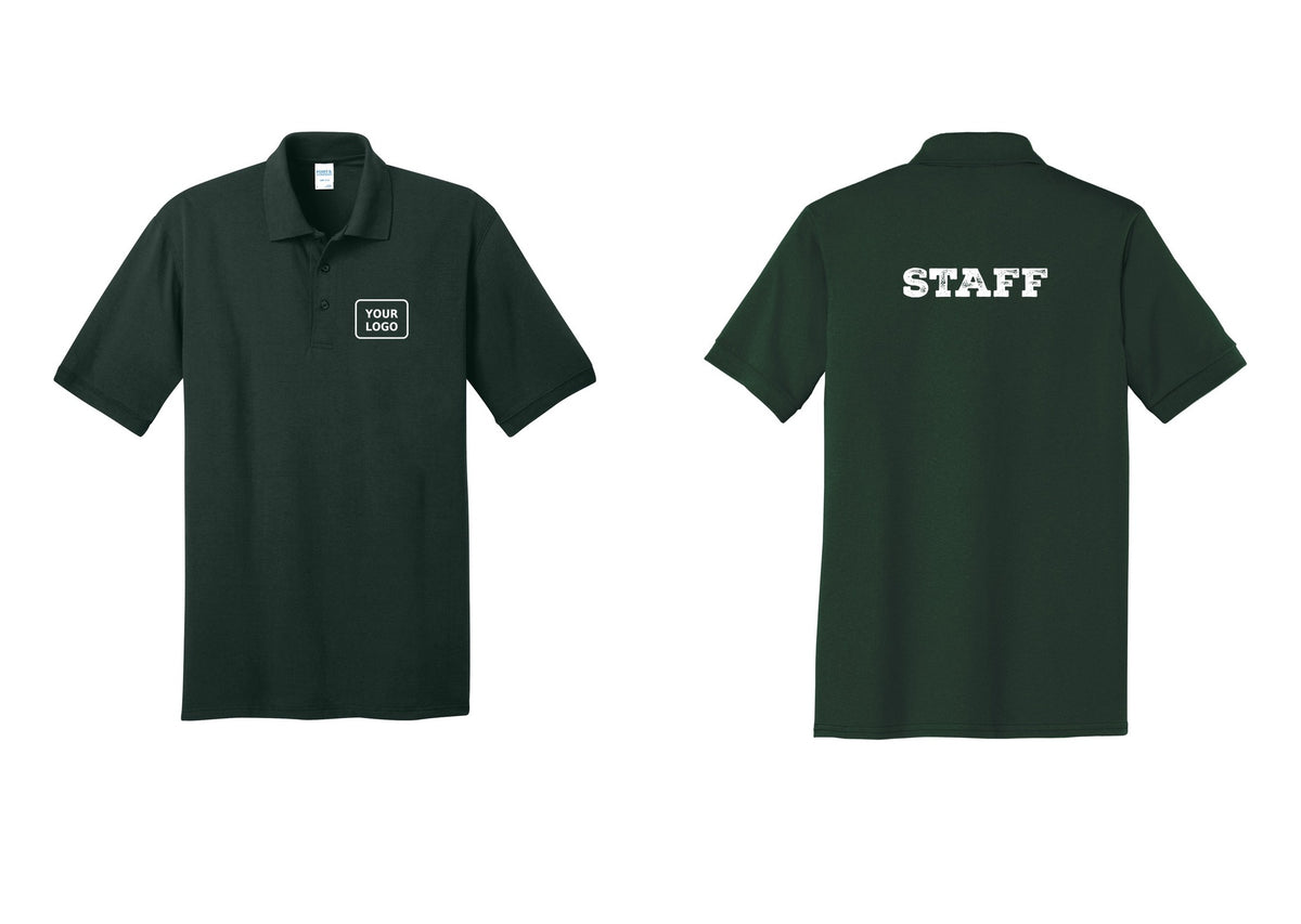 NYC Factory Custom Logo Staff Polo Shirt (Rustic) - Your Logo + Back - Dark Green