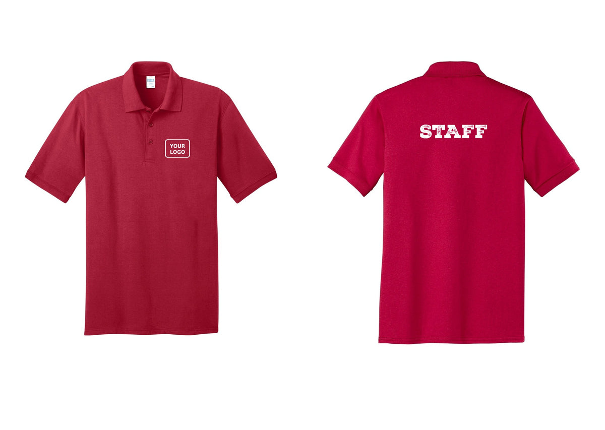 NYC Factory Custom Logo Staff Polo Shirt (Rustic) - Your Logo + Back - Red