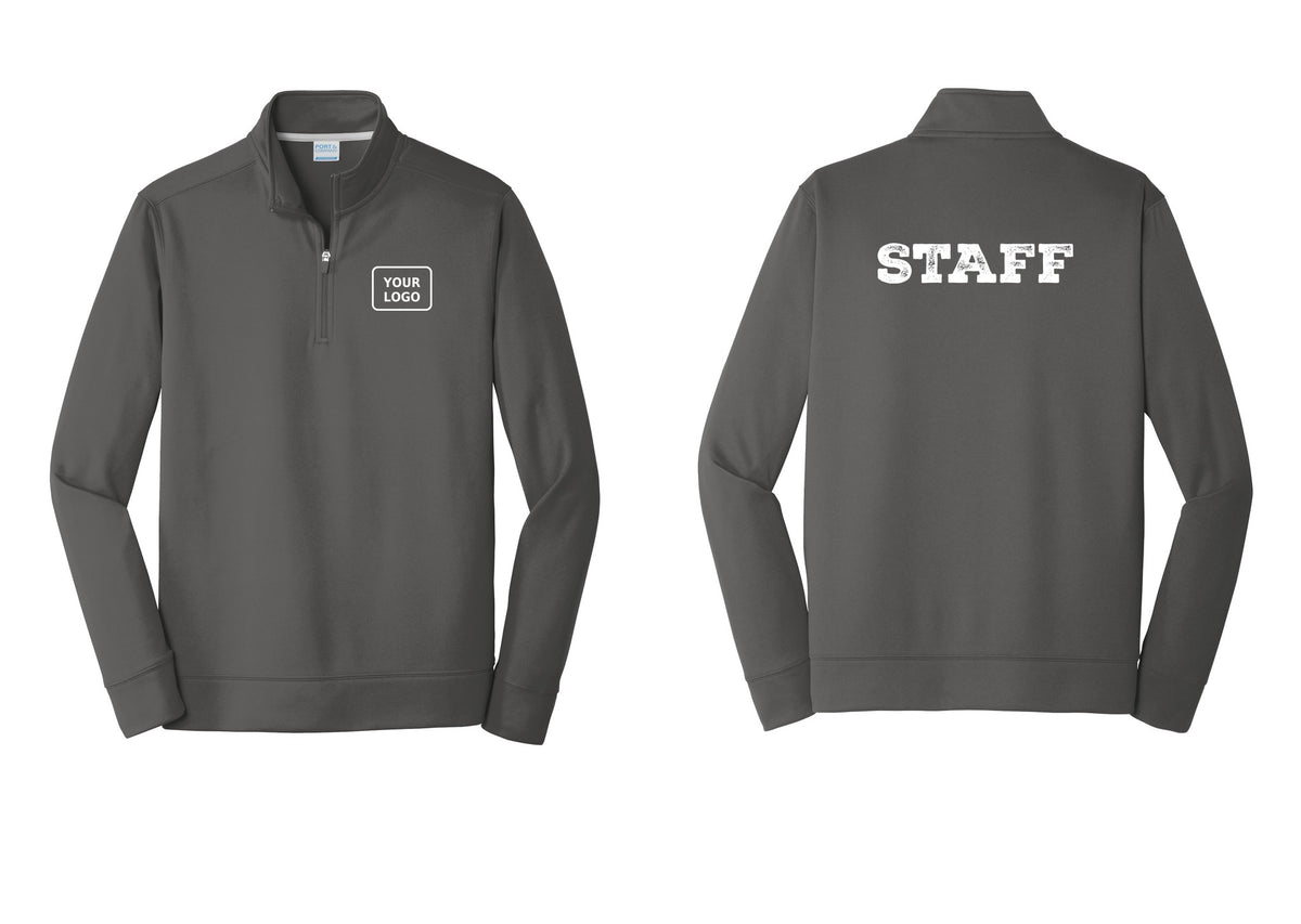 NYC Factory Custom Logo Staff Performance Fleece 1/4-Zip Pullover Sweatshirt (Rustic) - Your Logo + Back - Charcoal