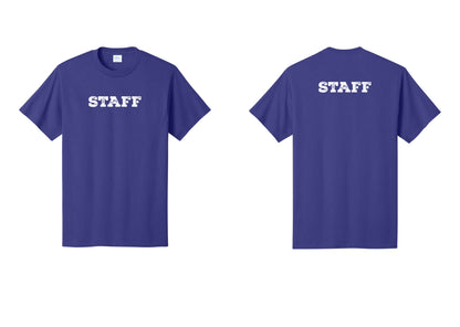 NYC Factory Staff T-Shirt, Rustic Lettering - Front + Back - Purple