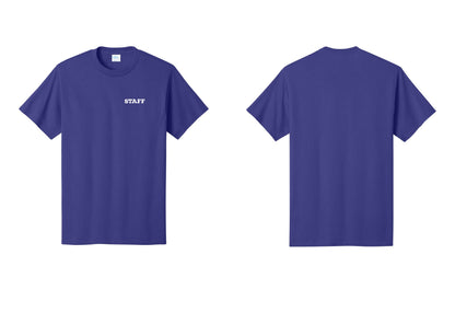 NYC Factory Staff T-Shirt, Rustic Lettering - Chest Only - Purple
