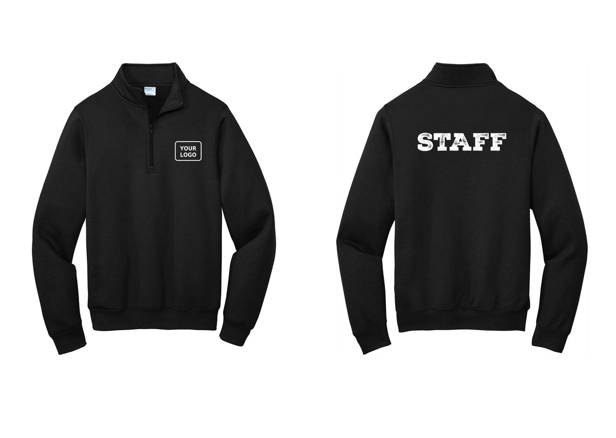 NYC Factory Custom Logo Staff Cotton Fleece 1/4-Zip Pullover Sweatshirt (Rustic) - Your Logo + Back - Black