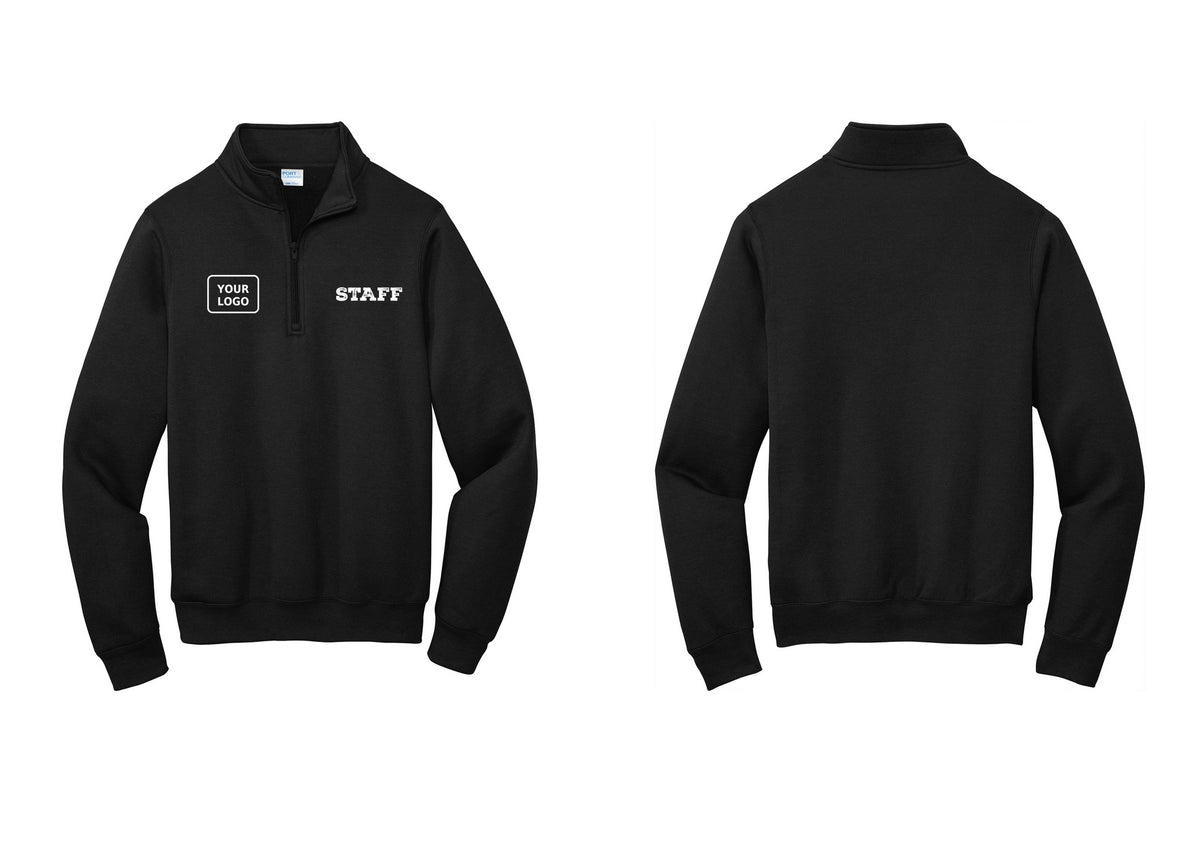 NYC Factory Custom Logo Staff Cotton Fleece 1/4-Zip Pullover Sweatshirt (Rustic) - STAFF + Your Logo - Black