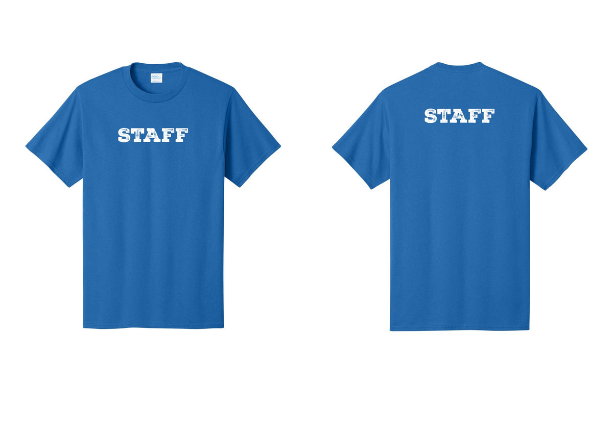 NYC Factory Staff T-Shirt, Rustic Lettering - Front + Back - Royal