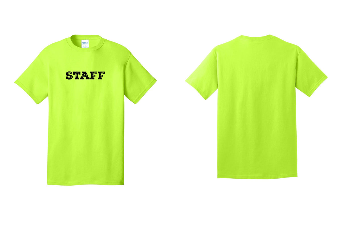 NYC Factory Staff T-Shirt, Rustic Lettering - Front Only - Safety Green
