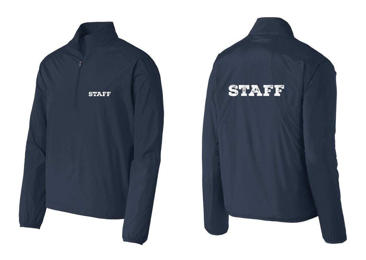NYC Factory Staff Windbreaker 1/2-Zip Pullover (Rustic) - Chest + Back - Dress Blue Navy