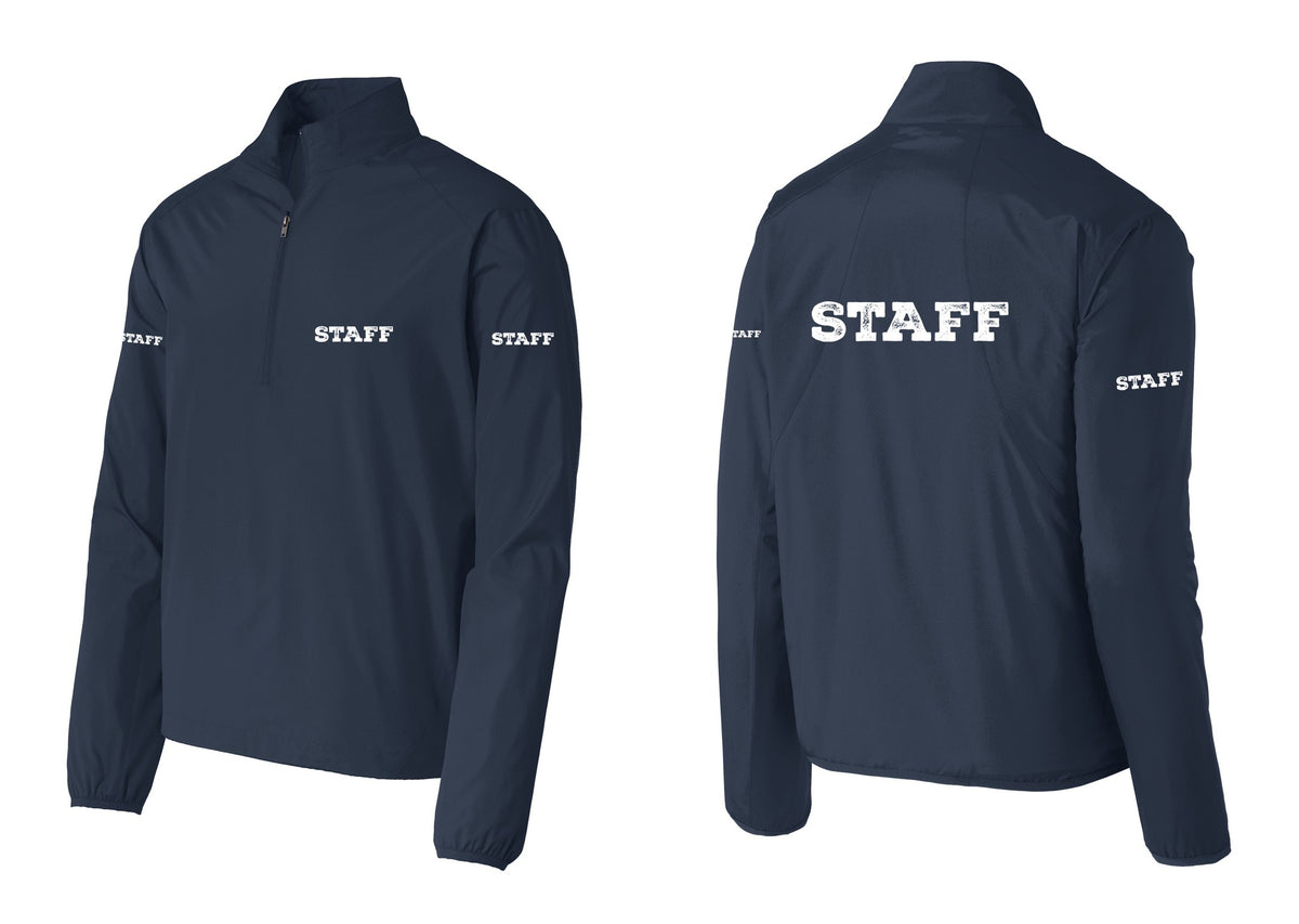 NYC Factory Staff Windbreaker 1/2-Zip Pullover (Rustic) - Chest + Back + Staff Sleeves - Dress Blue Navy