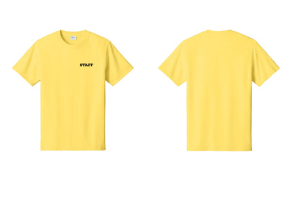 NYC Factory Staff T-Shirt, Rustic Lettering - Chest Only - Yellow