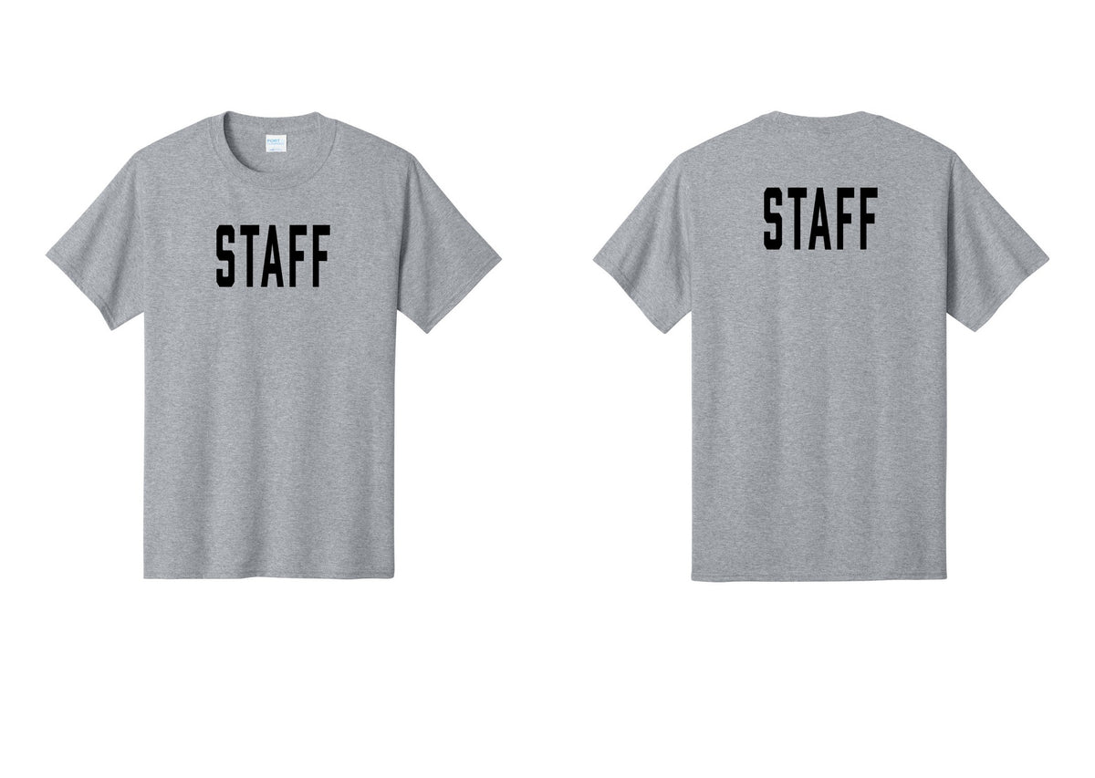 NYC Factory Staff T-Shirt, Condensed Lettering - Front + Back - Athletic Heather